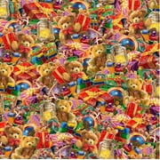 44 x 36 Christmas Toys Collage Gold by Quilting Treasures 100% Cotton