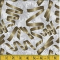 thumbnail image 1 of Mook Fabrics Christmas Gold Ribbons Silver Snowflakes 100% Cotton Fabric, 1 of 2