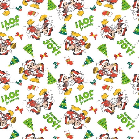 Springs Creative Mickey and Minnie Season of Joy Christmas Tree 100% Cotton Fabric sold by the yard
