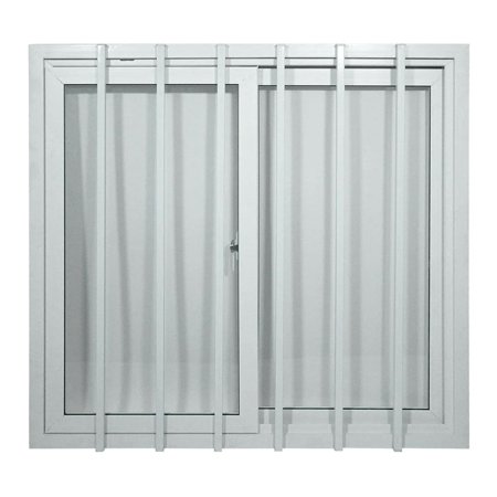 44" x 44" Shipping Container Window with Security Bars - PVC Frame Sliding Window for Side Walls, Shipping Containers, Tree House, Garage & Store Box - Dual Panes for Insulation