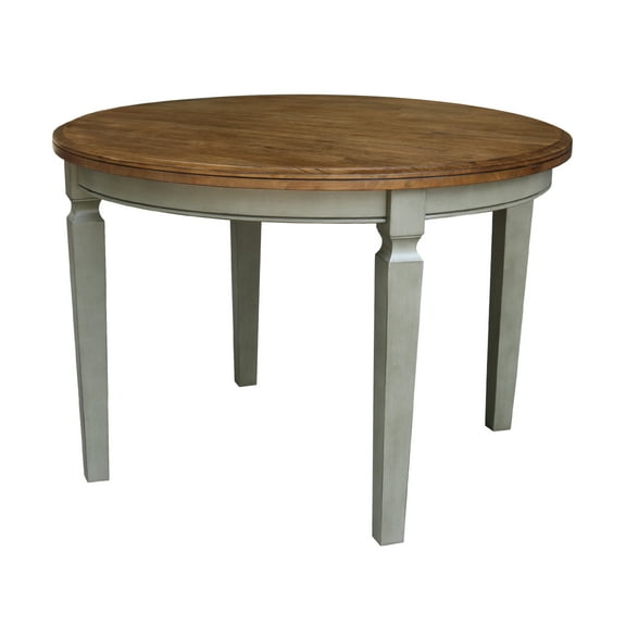 44 x 44 in Round Top Solid Wood Dining Table in Hickory/Stone