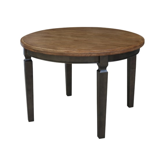 44 x 44 in Round Top Solid Wood Dining Table in Hickory/Washed Coal