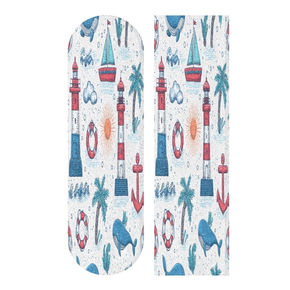 44"x10" PVC Anti-Slip Pad Skateboard Anti-Slip Pad with High-Density Sand Grain Surface Adventure in The Sea