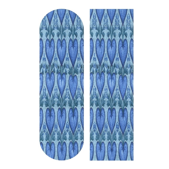 44"x10" PVC Anti-Slip Pad Skateboard Anti-Slip Pad with High-Density Sand Grain Surface Blue Growing Hearts Pattern