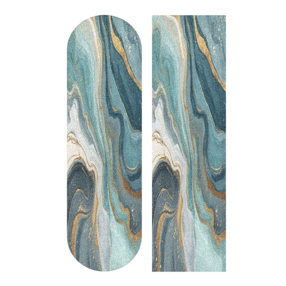 44"x10" PVC Anti-Slip Pad Skateboard Anti-Slip Pad with High-Density Sand Grain Surface Blue Marbling