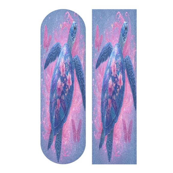 44"x10" PVC Anti-Slip Pad Skateboard Anti-Slip Pad with High-Density Sand Grain Surface Blue Sea Turtle Pattern
