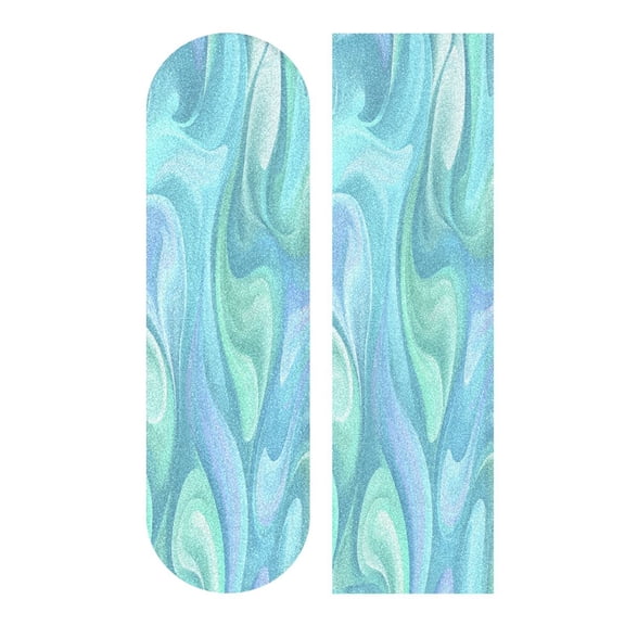 44"x10" PVC Anti-Slip Pad Skateboard Anti-Slip Pad with High-Density Sand Grain Surface Cool Tone Marble Swirl