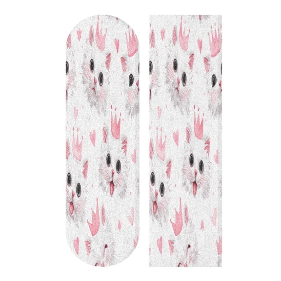 44"x10" PVC Anti-Slip Pad Skateboard Anti-Slip Pad with High-Density Sand Grain Surface Cute Crown Cats