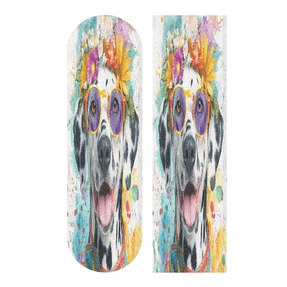 44"x10" PVC Anti-Slip Pad Skateboard Anti-Slip Pad with High-Density Sand Grain Surface Groovy Dalmatian Pattern