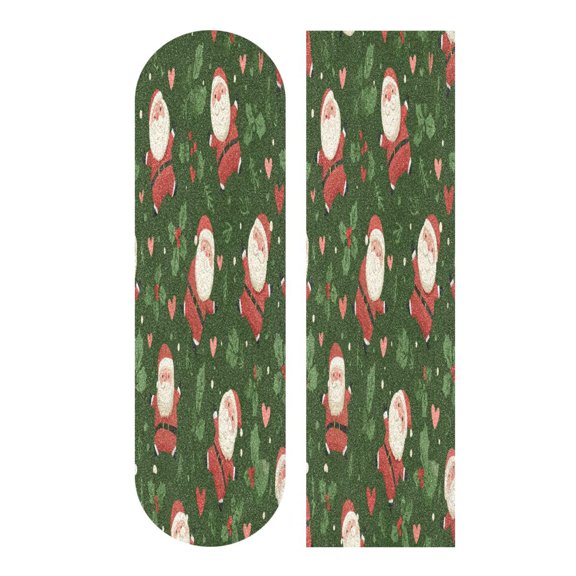 44"x10" PVC Anti-Slip Pad Skateboard Anti-Slip Pad with High-Density Sand Grain Surface Happy Santa Claus Tiling Pattern