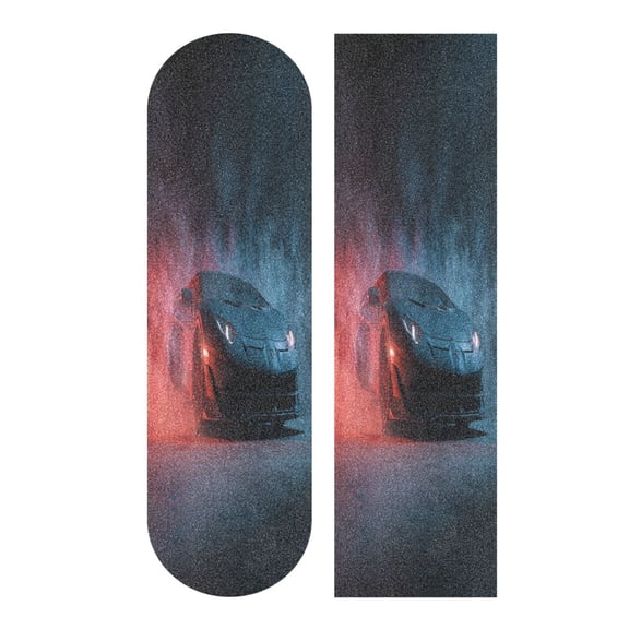 44"x10" PVC Anti-Slip Pad Skateboard Anti-Slip Pad with High-Density Sand Grain Surface Hyper-realistic Black Racing Car