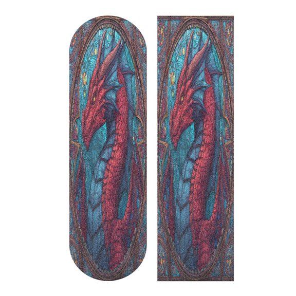 44"x10" PVC Anti-Slip Pad Skateboard Anti-Slip Pad with High-Density Sand Grain Surface Red Magical Dragon King