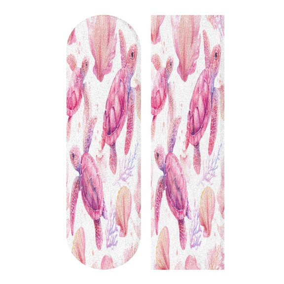 44"x10" PVC Anti-Slip Pad Skateboard Anti-Slip Pad with High-Density Sand Grain Surface Whimsical Pink Sea Turtles