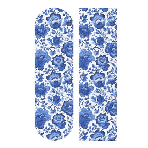 44"x10" Skateboard Grip Tape Protector Sheets Nonslip Protection Griptape Sheet for Outdoor Sports Blue Floral Pattern
