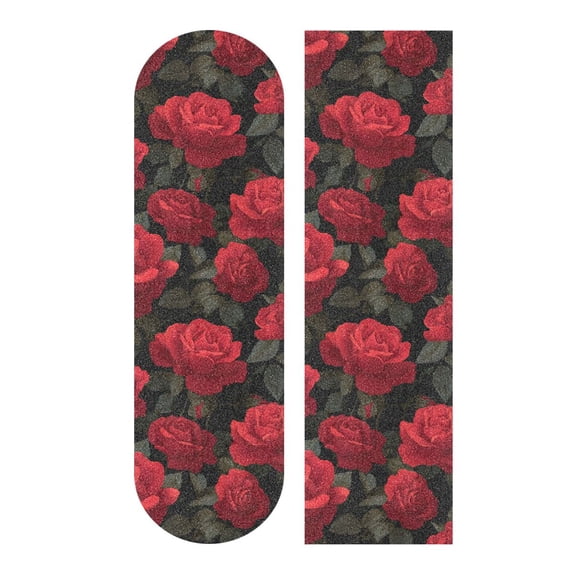 44"x10" Skateboard Grip Tape Protector Sheets Nonslip Protection Griptape Sheet for Outdoor Sports Red Roses Pattern