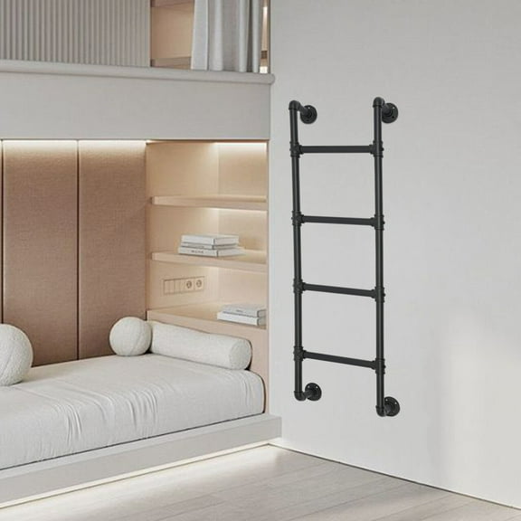 440.92lbs Capacity 4 Steps Retro Dormitory Special Climbing Ladder Thickened Metal Fixed Wall Step Ladder Carbon Steel for Caravans, Lofts, Dormitory Double Beds