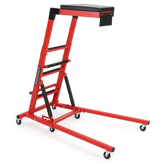 440 LBS Foldable Top Side Creeper, Adjustable Height from 48" - 66", 400LBS Capacity Foldable Creeper,6 Swivel Caster Wheels,Thicker Cushion,Tool Pouch for Trucks, SUVs and Vans