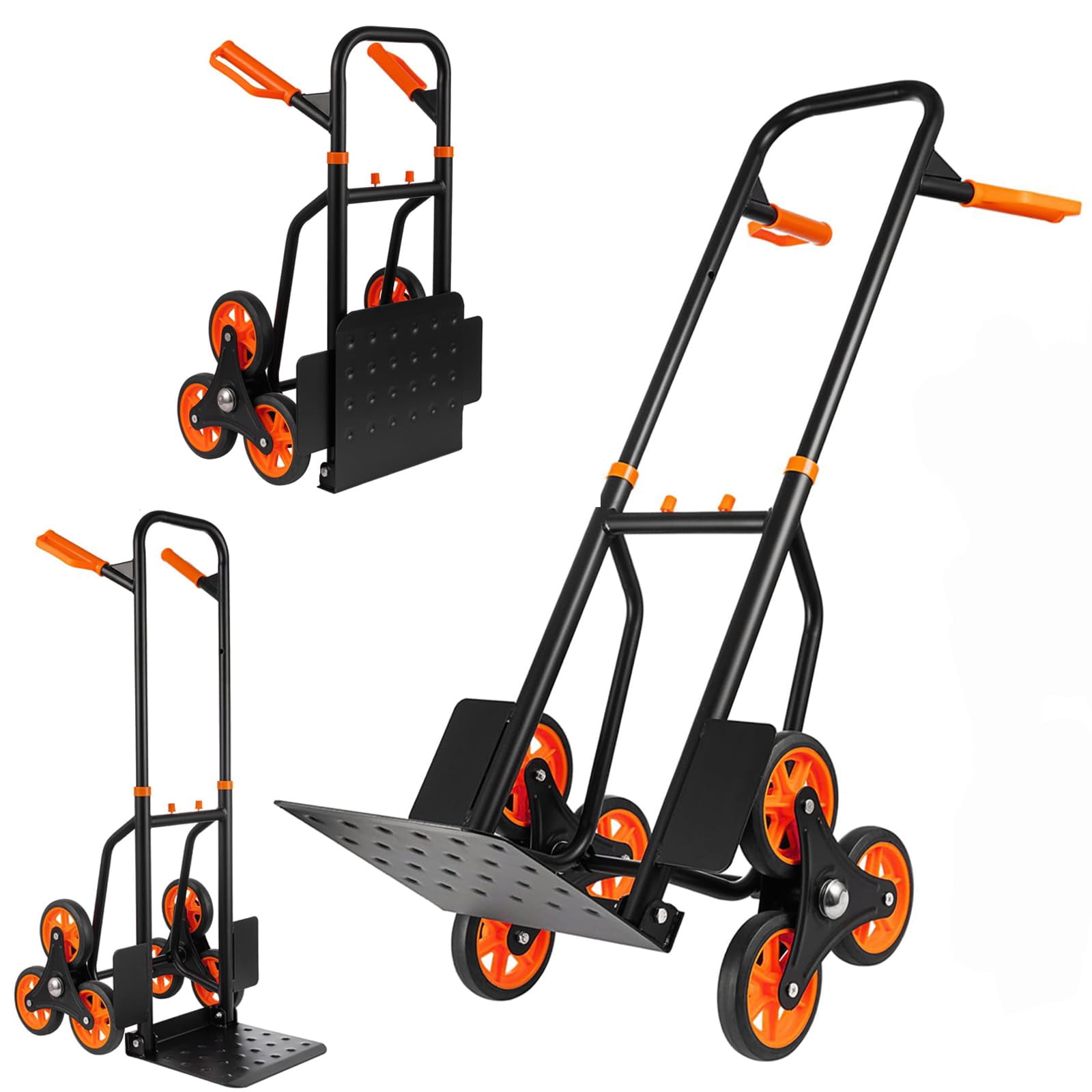 440 LBS Stair Climbing Dolly for Stairs, 6-Wheel Stair Climbing Cart, Folding Climber Hand Truck Dolly with Telescoping Handle for Moving, Office & Warehouse