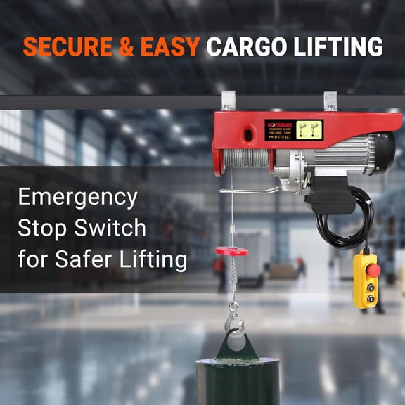 440 Lbs Electric Hoist Winch with 14 ft Wired Control - 110V Electric Winch with 40ft Lift Height for Garage, Warehouse, ATV, Engine Hoisting, Furniture & Drywall Lifting