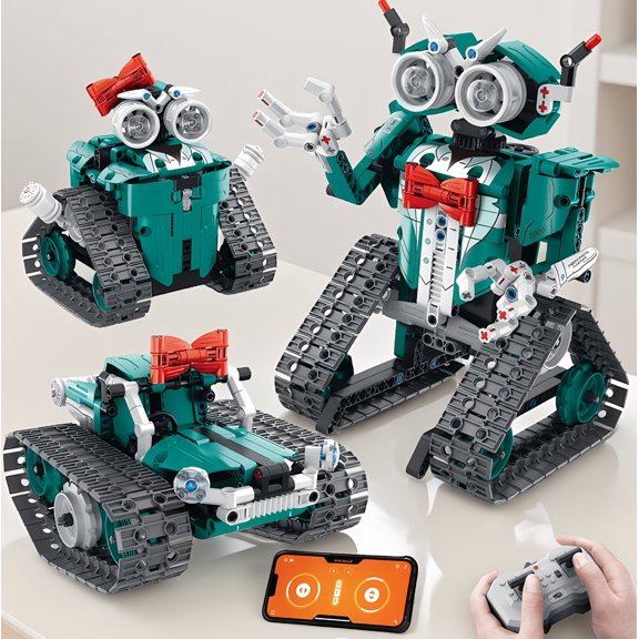 440-Piece 3-in-1 RC Robot Building Kit for Ages 8-12, Remote Control STEM with App, Builds Robot, Tank or Robot