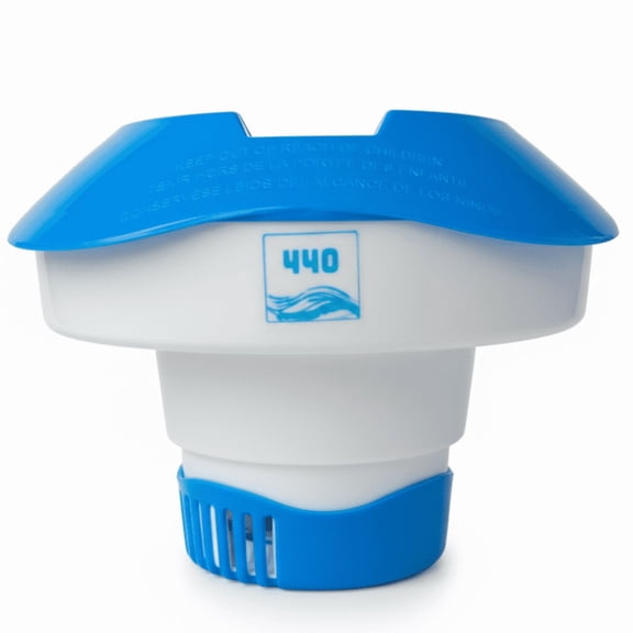 440 Pool Chlorine Floater Dispenser, Fits Up to 3 Pieces of 3-Inch Chlorine Tabs, Adjustable Flow, Control, Heavy-Duty Plastic - Suitable for Small & Medium Pools (See Images - 2K Gal to 15K Gal)