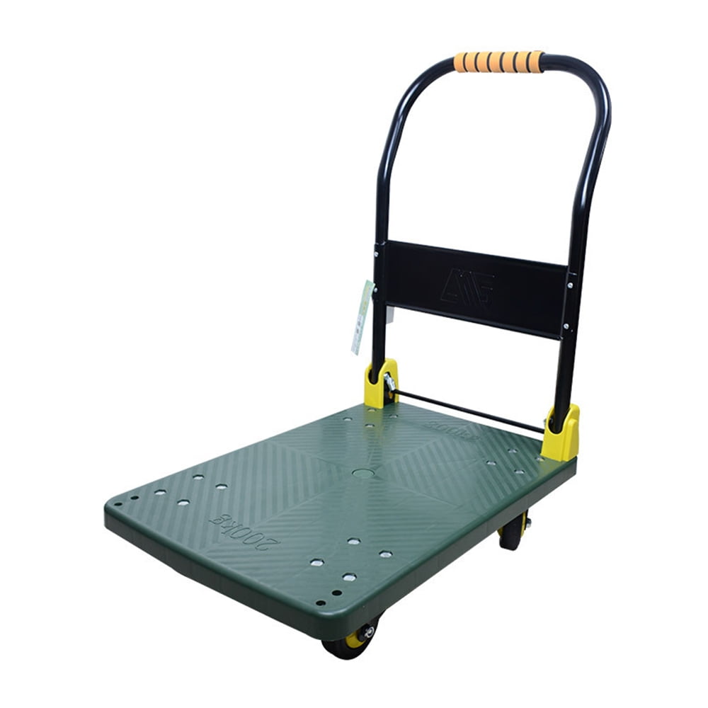 Green Folding Steel Platform Hand Truck with 440 lb Capacity