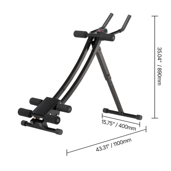 AB Workout Machine for Home Gym, Foldable Adjustable Core Trainer with Curved Sliding Track, Rep Counter, Knee Pads, Foam Handles and 440 lb Capacity for Abdominal Exercise and Fitness