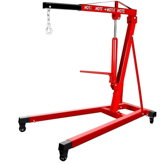 4400 LBS Engine Hoist, 2 Ton Heavy Duty Alloy Steel Cherry Picker Engine Hoist with Lever and 4 Casters, Hydraulic Pump 4 Adjustable Position, for Workshop