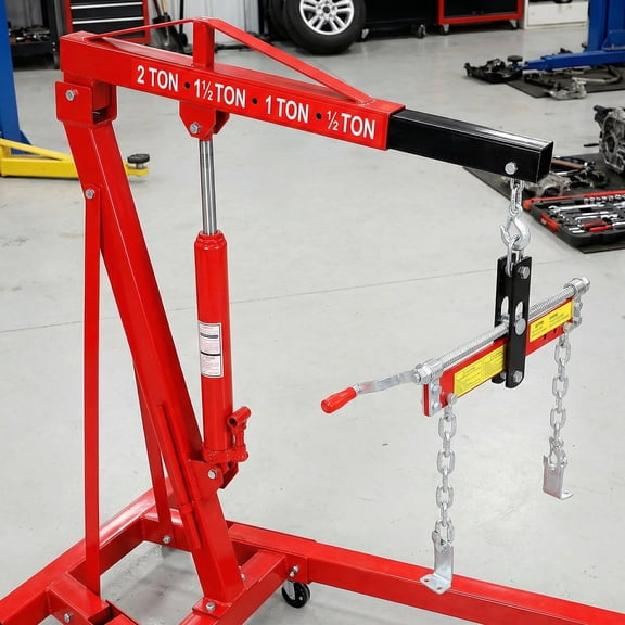 4400 LBS Engine Hoist Built-in balancer: Ensures stable & safe lifting, preven, Engine Hoist with Load Leveler, Heavy Duty Alloy Steel Folding Cherry Picker Engine Hoist with 8 Ton Hydraulic