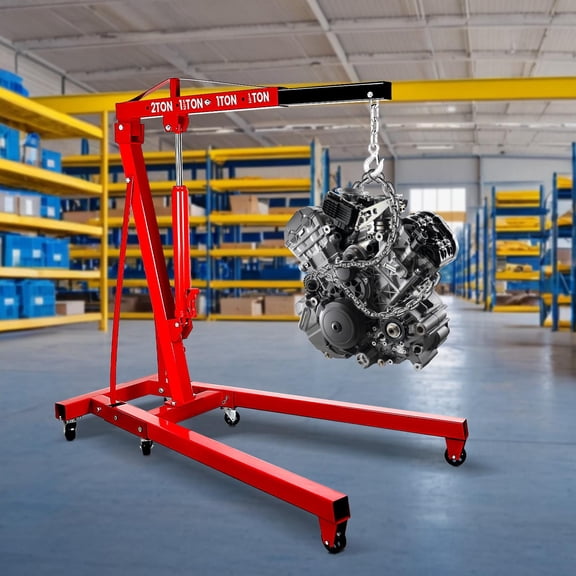 4400 LBS Heavy Duty Engine Hoist, 2 Ton Engine Hoist, 6 Swivel Casters 4 Position Boom, with Leveler, Boat Motors, Automotive Repair