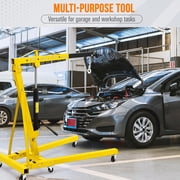 4400 lbs Heavy Duty Folding Hydraulic Engine Hoist - 2 Ton Shop Crane Cherry Picker - Telescopic Boom, 6 Casters, Portable Lifter for Garage, Workshop, Warehouse, Yellow