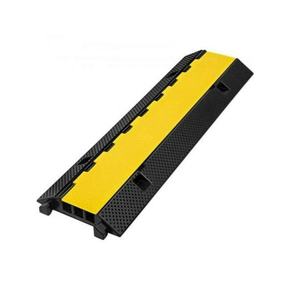 44000 lbs Heavy Duty 3-Channel Rubber Cable Protector, Black & Yellow