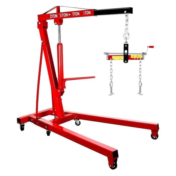4400lbs Hydraulic Cherry Picker, 2 Ton Motor Hoist with Leveling Function, Industrial Steel Frame for Warehouse, Dock, Workshop