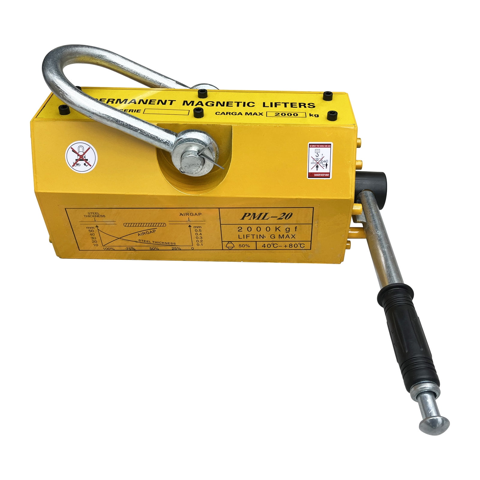 4400lbs Permanent Magnetic Lifter Metal Lifting Magnet Shop Hoist Crane with Handle Neodymium Magnetic