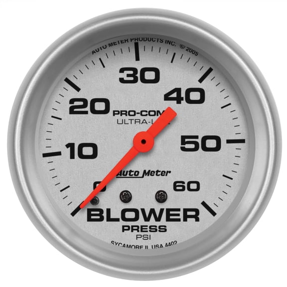 [4402]AM Ultra-Lite Gauges.Autometer Ultra-Lite 2-5/8in Blower Pressure Gauge - 60PSI / Mechanical