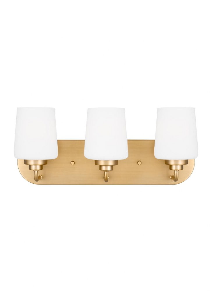 Satin Brass 3-Light Vanity with Etched Glass Shades