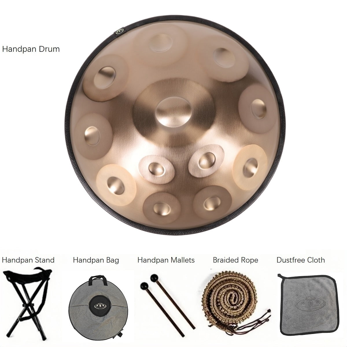 440HZ Percussion Instrument Steel Tongue Drum Kurd D Minor 12 Notes Handpan Drum