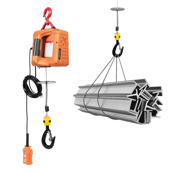440LBS Portable Electric Winch Hoist, 1500W 110V Wire & Wireless Remote Control Hoist Winch Crane for Lifting Towing