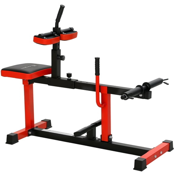 440LBS Seated Calf Raise Machine, Adjustable Steel Calf Workout Equipment with Dual Weight Posts, Padded Seat for Home Gym Strength Training, Red