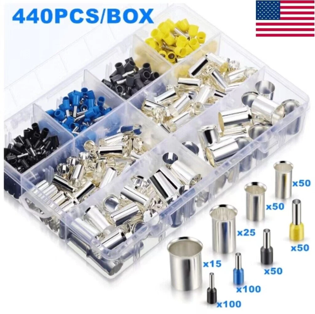 440Pcs Wire Ferrules Kits Ferrules Wire Ends Terminals Crimp Terminal ...