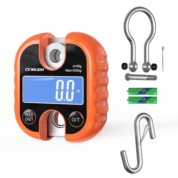 440lb Mini Digital Hanging Scale 200kg OCS Crane Scale with Hooks for Farm Hunting Fishing Luggage Outdoor