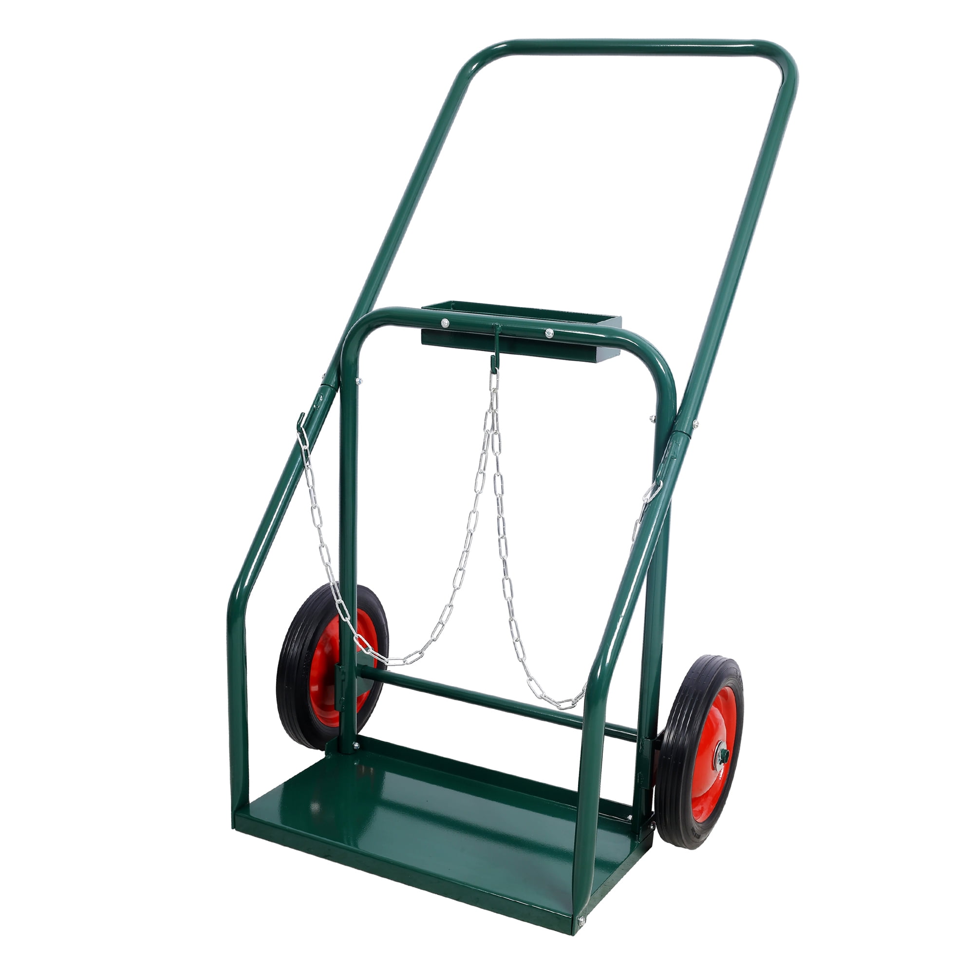 440lbs Capacity Cylinder Cart Welding Cylinder Hand Truck Large Dual Oxygen Tank Cart Dolly With 10 Inch Solid Rubber Wheels