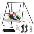 thumbnail image 1 of 440lbs Swing Set-43" Saucer Tree Swing&71" High A Frame Swing Stand Heavy Duty,All Weather Resistance,Durable&Sturdy Textiline &Powder-Coated Tubes,Suit Kids Backyard Outdoor, 1 of 7
