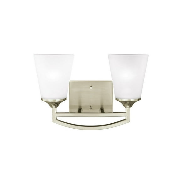 4424502EN3-962-Generation Lighting-Sea Gull Lighting-Hanford-Two Light Bath Vanity-Brushed Nickel Finish-LED Lamping Type