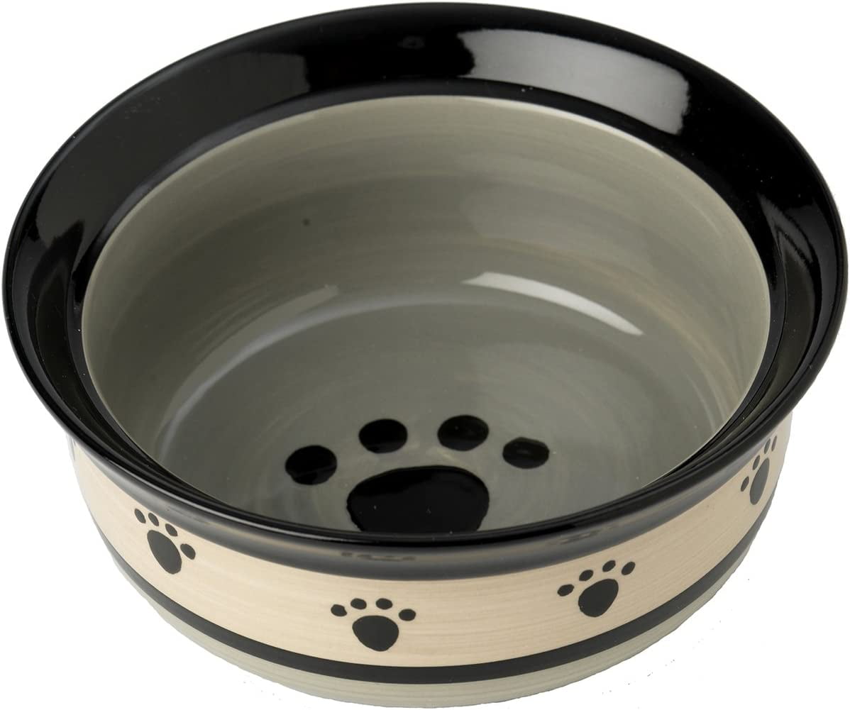 44248 Metro Paws Stoneware Dog Bowl 6-Inch Diameter and 2.5-Inch Tall Bowl with 2-Cup Capacity and Dishwasher and Microwave Safe for Small and Medium Dogs and Cats, Multi-Color