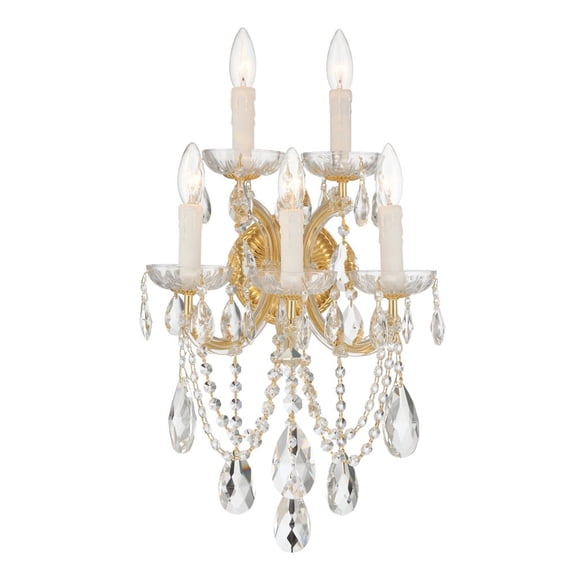 4425-GD-CL-MWP Crystorama Lighting Maria Theresa - Five Light Wall Sconce in Classic Style - 13.5 Inches Wide by 24 Inches High-Gold Finish-Hand Cut