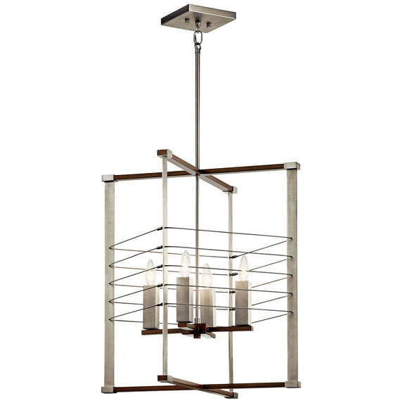 44251NI Kichler Lighting Lente - 4 Light Foyer - with Vintage Industrial inspirations - 24.75 inches tall by 16.75 inches wide-Brushed Nickel Finish