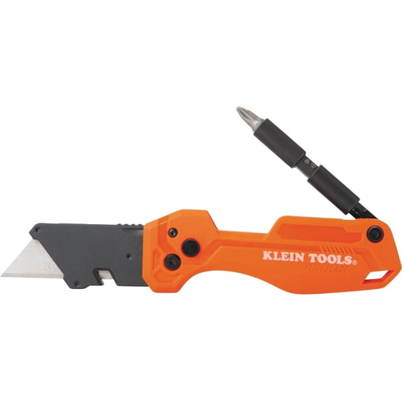 44304 Folding FLICKBLADE Utility Knife, Compact, Removable Impact Driver, 1/4-Ih Nut Driver and #2 Phillips Bit