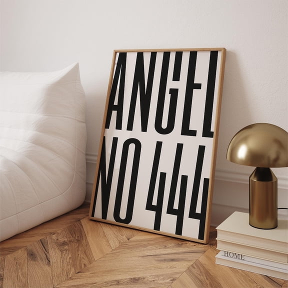 444 Angel Number Print, Bold Typographic Spiritual Wall Art Home Decor #961, Unframed Poster Size 8x12