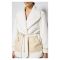 thumbnail image 1 of $445 Jonathan Simkhai Standard, Kimia Fleece Wrap Jacket, Ivory, M, 1 of 2